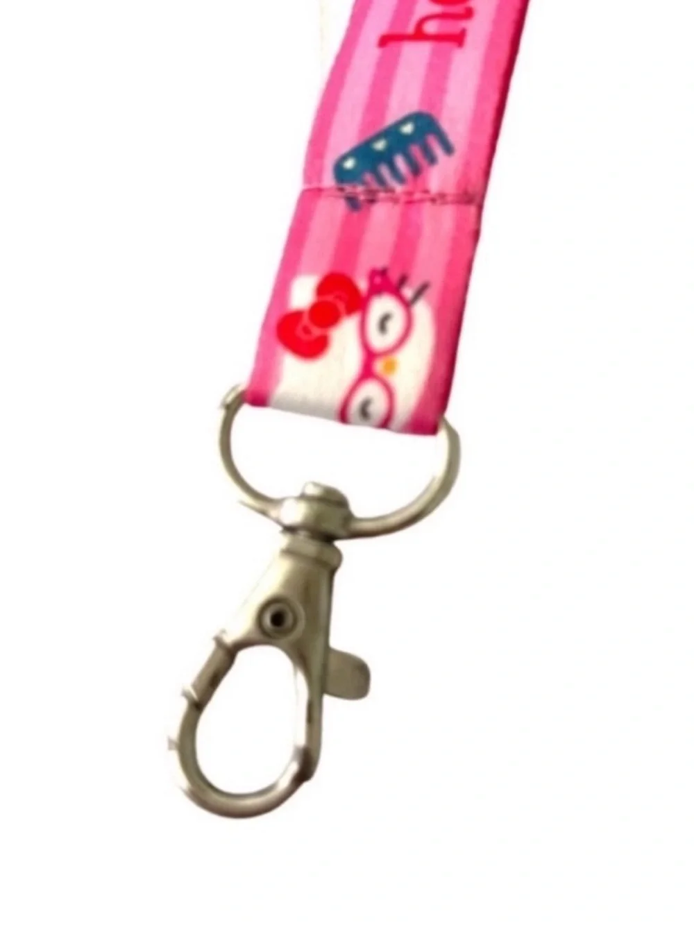Hello Kitty Lanyard Key Card Holder Easy Snap Clasp Pink Multi